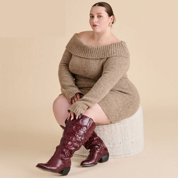 NWT Dolce Vita Mirla Extra Wide Calf Oxblood Leather Knee High Western Boots 9.5 - Picture 2 of 15